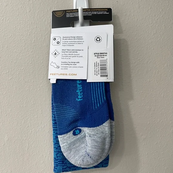 Feetures Elite Blue Running Socks - Picture 2 of 3